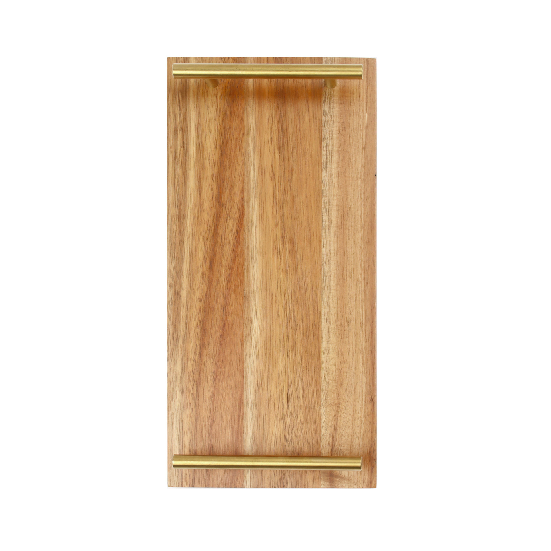 Wooden Serving Tray with Gold Metal Handles – 36×17×4.5cm Rectangular Display Platter
